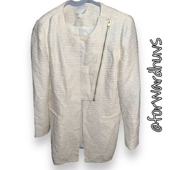 Aryn K Cream Tweed Fall/Spring Pea Coat/Jacket - Size XS - Picture 4 of 7